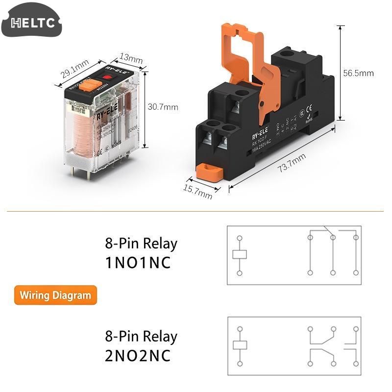 Ultra İnce Yüksek Güçlü Elektromanyetik Güç Rölesi 12A 24VDC/220VAC Bobin, PLC Kontrol Sistemi için DIN Ray Montajlı Endüstriyel Röle