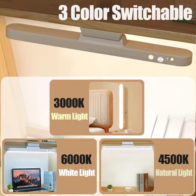 Dálkově ovládaná LED stolní lampa Magnetické závěsné noční světlo USB dobíjecí stolní lampa 3 barvy Světlo na čtení do skříně, skříňky, šatní skříně