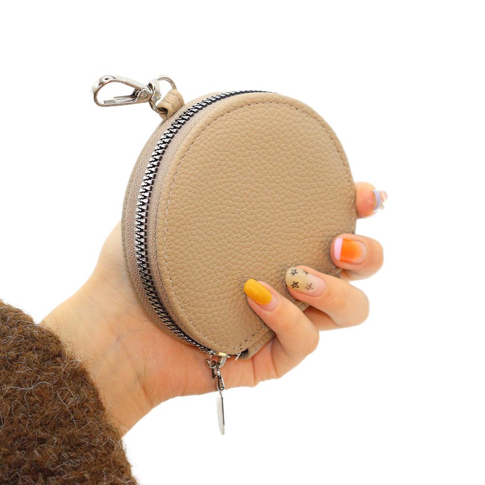 Solid Round Mini Wallet Women Portable Coin Bag Men Cosmetic Bag Multi-functional Student Coin Purse Keyring