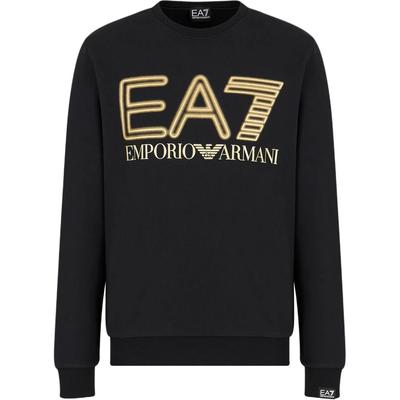 EA7 SS24 Pullover mit Buchstabenlogo-Aufdruck, Rundhalsausschnitt, Langarm-Sweatshirt für Herren, Sweatshirt, Schwarz, 3DPM63-PJSHZ-0208