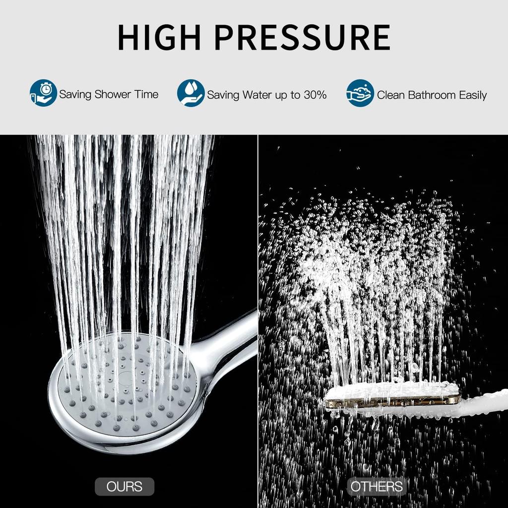 DOILIESE Shower Heads with Handheld Spray 5-Mode Hand Held Shower Head with Long Hose, High Pressure and Detachable, with Hose 60 Inch, Chrome