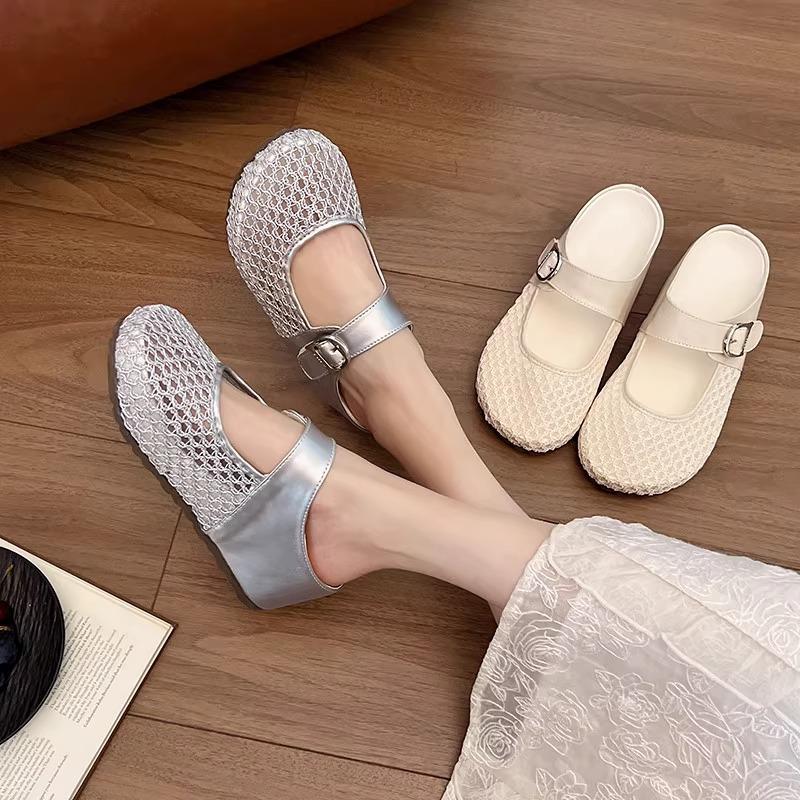 Women's 2025 New Summer Mesh Breathable Outer Wear Thick-soled Small Bag Head Boken Slippers