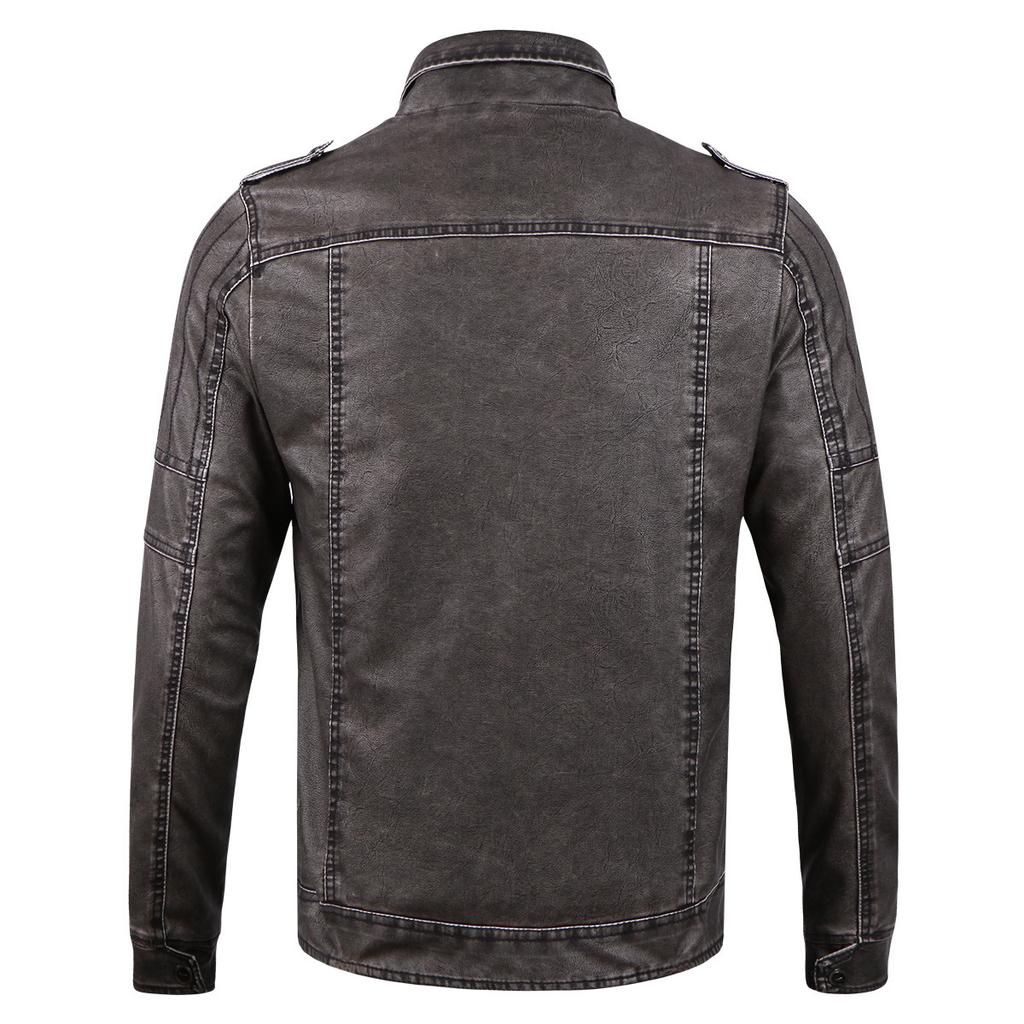 Chaqueta de Cuero Chaqueta de Cuero para Hombre Más Terciopelo Lavada Chaqueta de Cuero para Motocicleta
