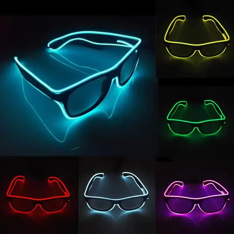 Led Glasses Neon Party Flashing Glasses EL Wire Glowing Gafas Luminous Bril Novelty Gift Glow Sunglasses Bright Light Supplies