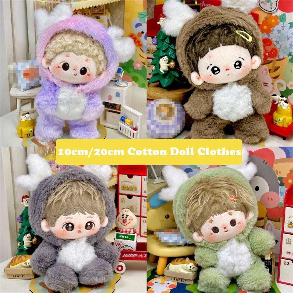 Mini Idol Doll Outfit Cartoon Doll Overall Suit Cute Cotton Doll Clothes for 10cm/20cm Cotton Doll