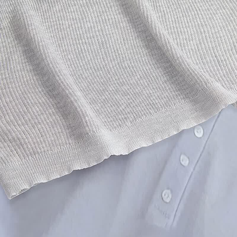 Women's Slim-Fit Polo Neck Short Sleeve Knitted Top