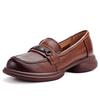 2026 Autumn New Comfortable Round Head Leather Versatile Fashion Women's Shoes Thick Heel Mother Shoes