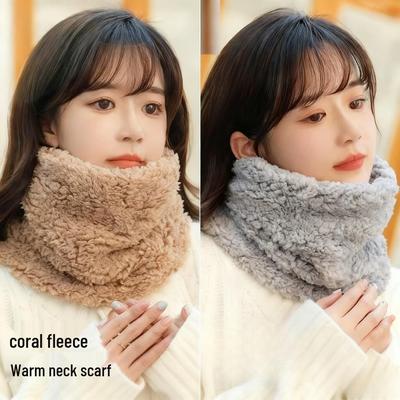 Cachecol Gola Quente Feminino - Cor Sólida, Design Versátil de Gola Alta de Inverno