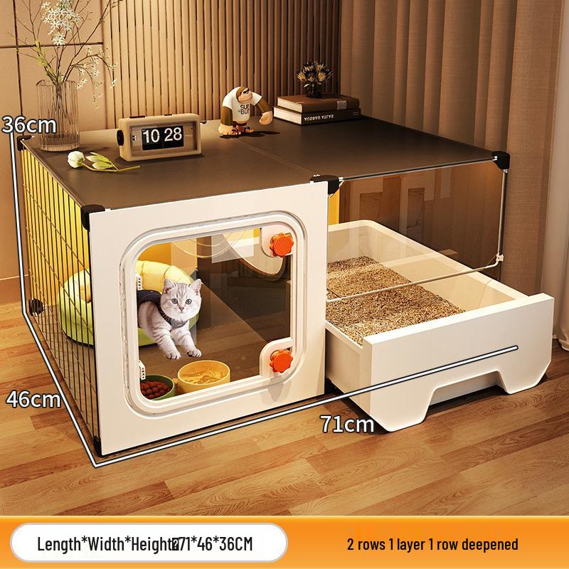 Compact Indoor Cat Villa: Integrated Bed, Toilet, and Play Area - Space-Saving Design for Apartment Living