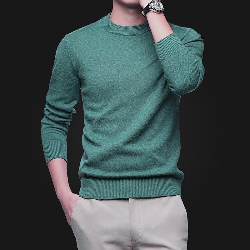 Korean Style Slim Fit Anti-Pilling Wool Sweater - Youth Casual Round Neck for Autumn & Winter