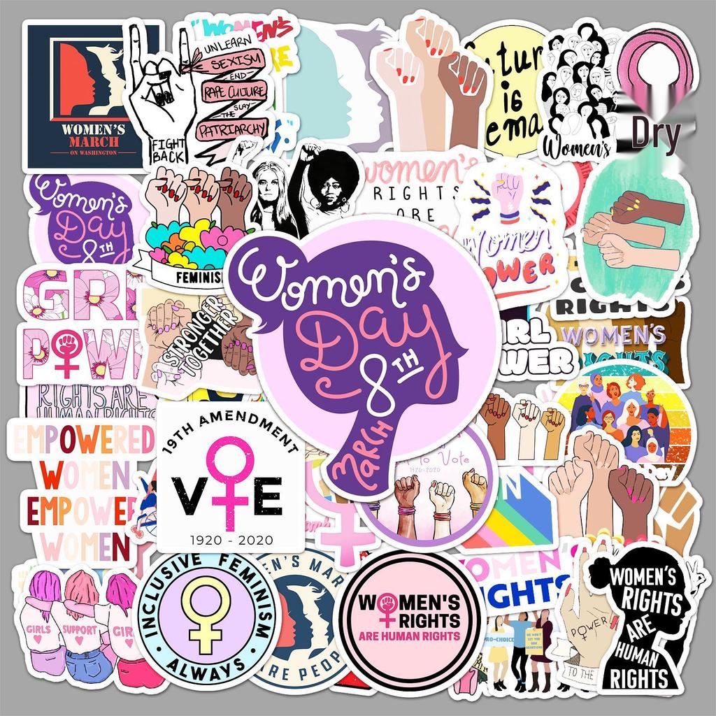 50 Feminist Cartoon Stickers: Waterproof Decals for Skateboards, Laptops, Cars, and Motorcycles Decoration.