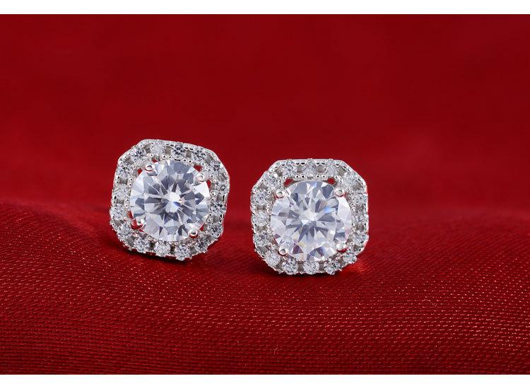 Silver Color Korean Zircon Stud Earrings Brincos for Women Wedding Boucle D'oreille Femme Bijoux Christmas Gift Bijoux E1104