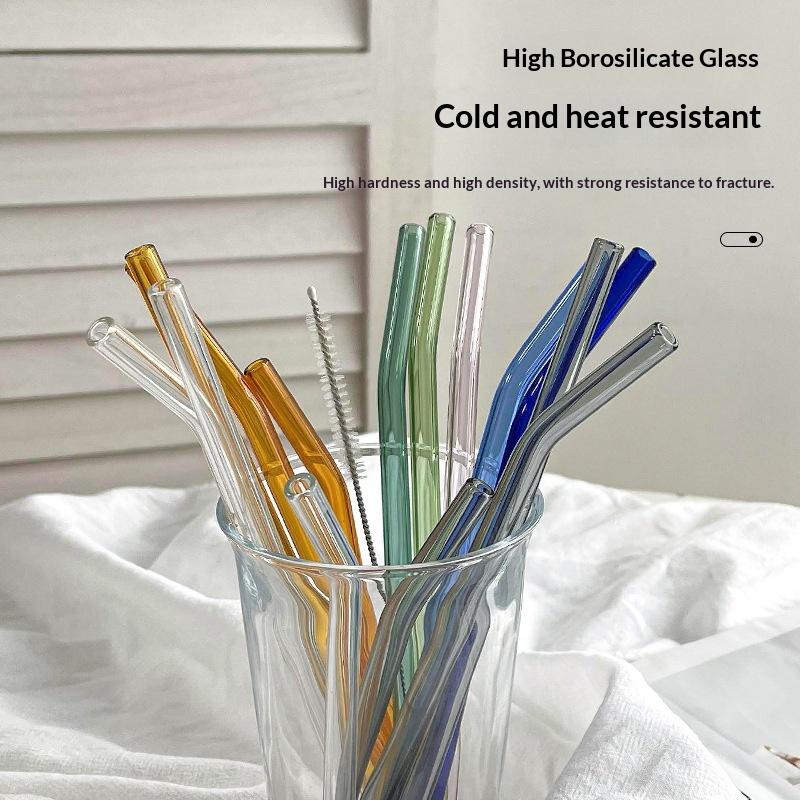 Reusable Eco Friendly Transparent Glass Straws Drinkware Accessory For Smoothies Cocktails Drinking