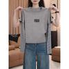 Design-Sense Women's Faux Two-Piece Striped Long Sleeve Round Neck Top - Versatile Black T-Shirt for Spring, Autumn, Winter