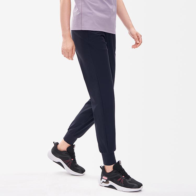 FILA Athletics Solid Logo Casual Tapered Knit Sports Pants Women bottoms Dark-Blue A11W231624F-NV