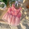 Rose Flowers Small Dog Dress Pink Puppy Pet Clothes Casual Cat Skirt  Wedding