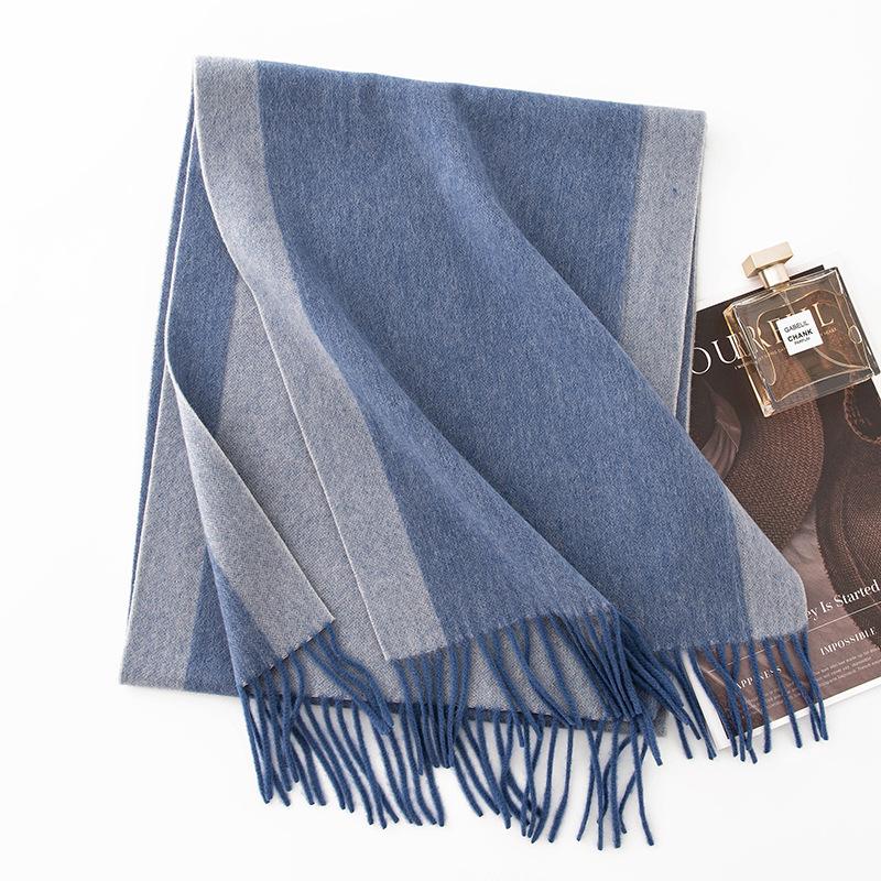 Wool Scarf Autumn and Winter Double Sided Solid Color Scarf Women's Thickened Warm Shawl Simple Tassel Versatile Scarf