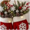 Twinkling Christmas Mitten Wreath  Front Door Artificial Garland  Window Door Gate Decoration Door Sign Xmas Party Decoration