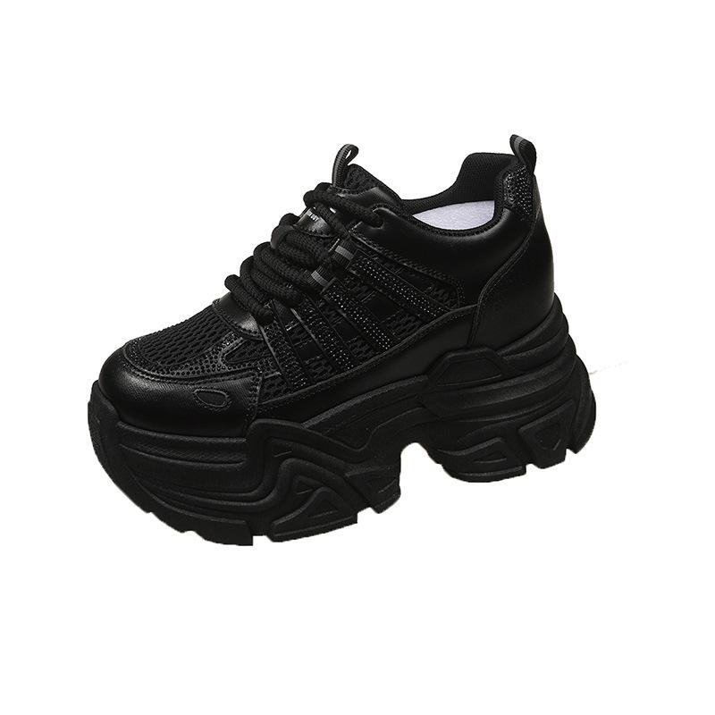 

2025 summer new mesh breathable muffin thick-soled versatile niche casual sports shoes 39 чёрный