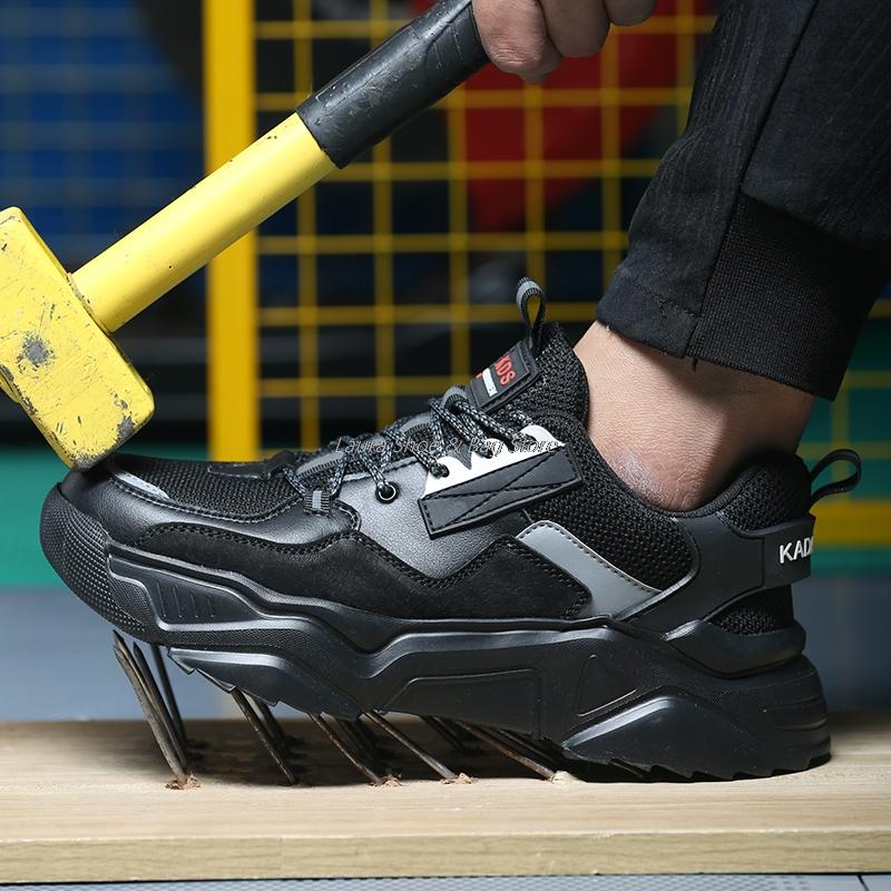 Fashion Anti-Piercing Safety Shoes For Men Working Boots Steel Toe Cap Boots Anti-Smashing Work Shoes Breathable Safety Boot Men's Shoes
