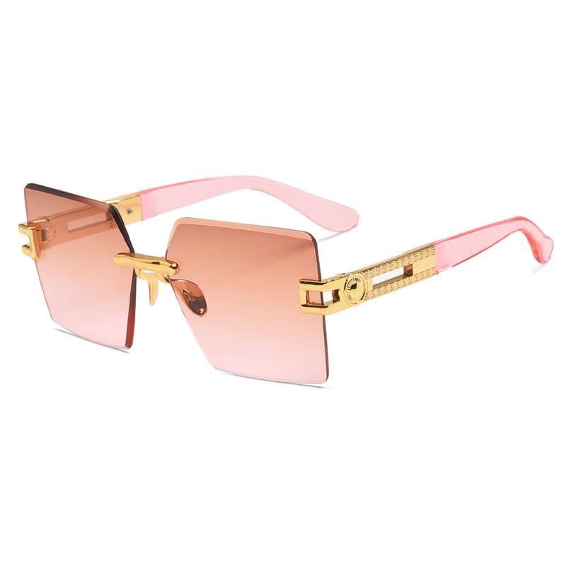 

New Frameless Diamond Cut Edge ShadeGlasses Fashion Designer Womens Outdoors Sunshade Sun Glasses UV400 Eyewear Gafas De Sol W137002WW-As shown