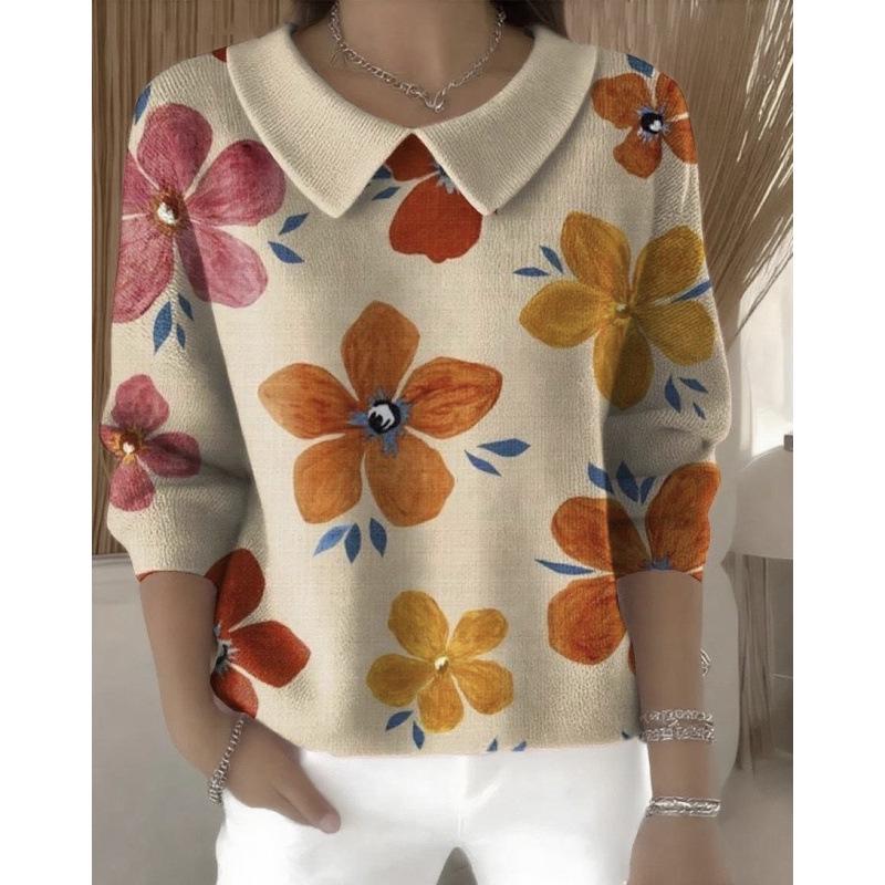 2025 Autumn/Winter Women's Solid Color V-neck Lapel Long Sleeve Loose Casual Top for Cross-border Fashion