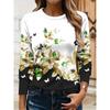 Women's 3D Butterfly Floral Print T-shirt Fashion Long Sleeve Round Neck Regular Tops Holiday Weekend Spring and Autumn