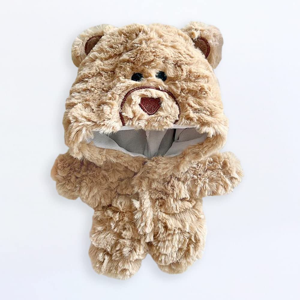 niannyyhouse 20cm Plush Toy Clothes, Bear Jumpsuit, Dress-Up Cotton Doll Clothes (Brown)