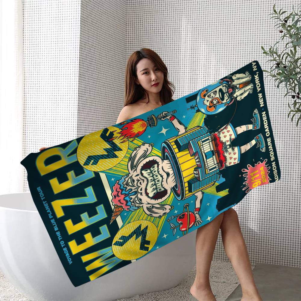 W-Weezer Music Band Beach Towel Colorful Bath Towels For Girl Microfiber Quick Dry Custom Sand Free Beach Yoga Spa Gym Pool