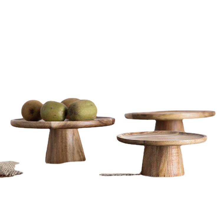 Wooden Dessert Cake Stand with High-Foot Platter: Afternoon Tea Display Rack and Storage Tray Set