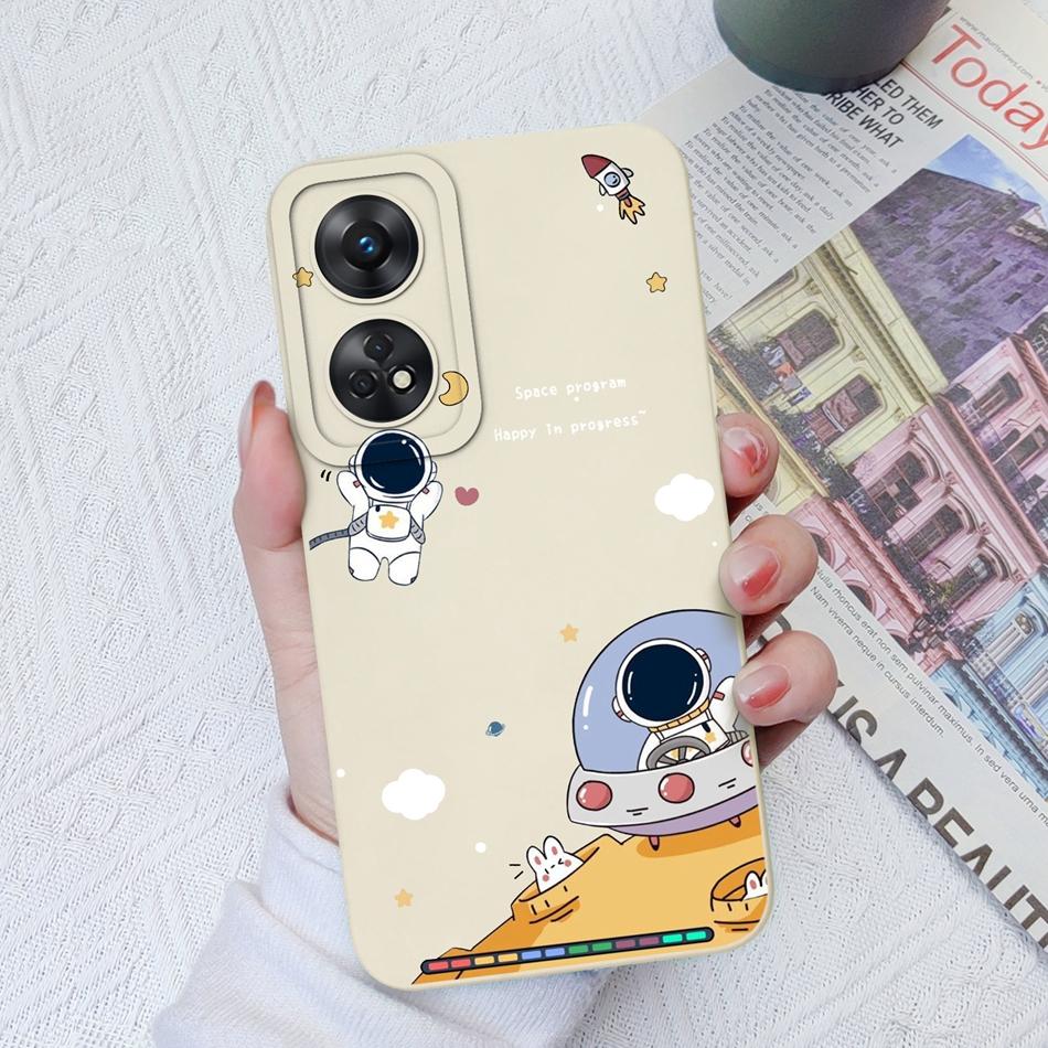 Phone Case For OPPO Reno 8T 4G 5G 8Z 8Lite Cover Cartoon Camera Protection Liquid Silicone Bumper For OPPO Reno8 T Fundas Gift