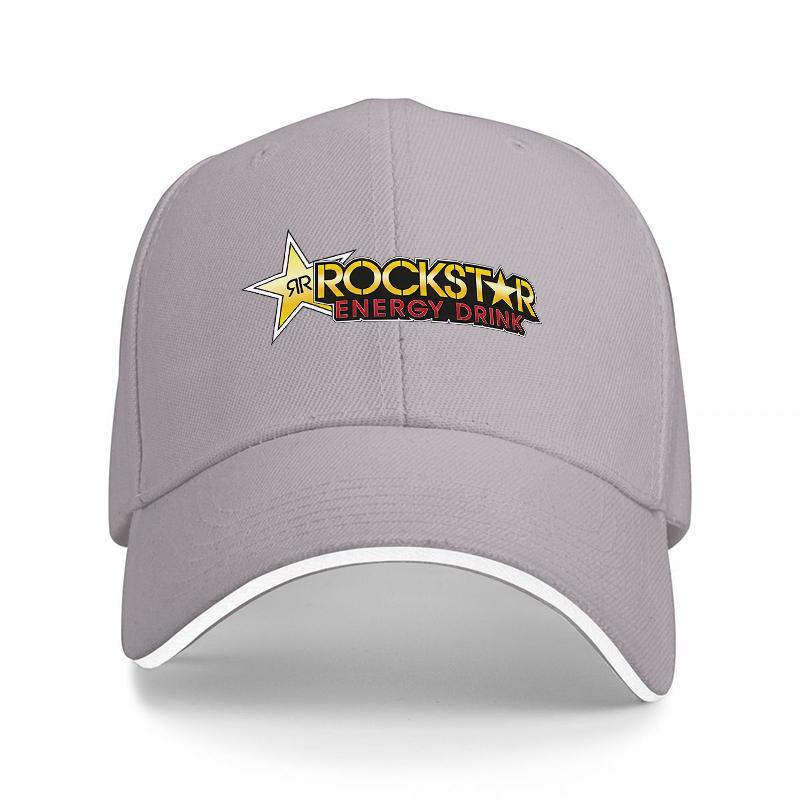 BERRETTO DA BASEBALL NERO CON BORDI BIANCHI LOGO ROCKSTAR ENERGY DRINK VESTIBILITÀ CLASSICA REGOLABILE PER Unisex E Donne