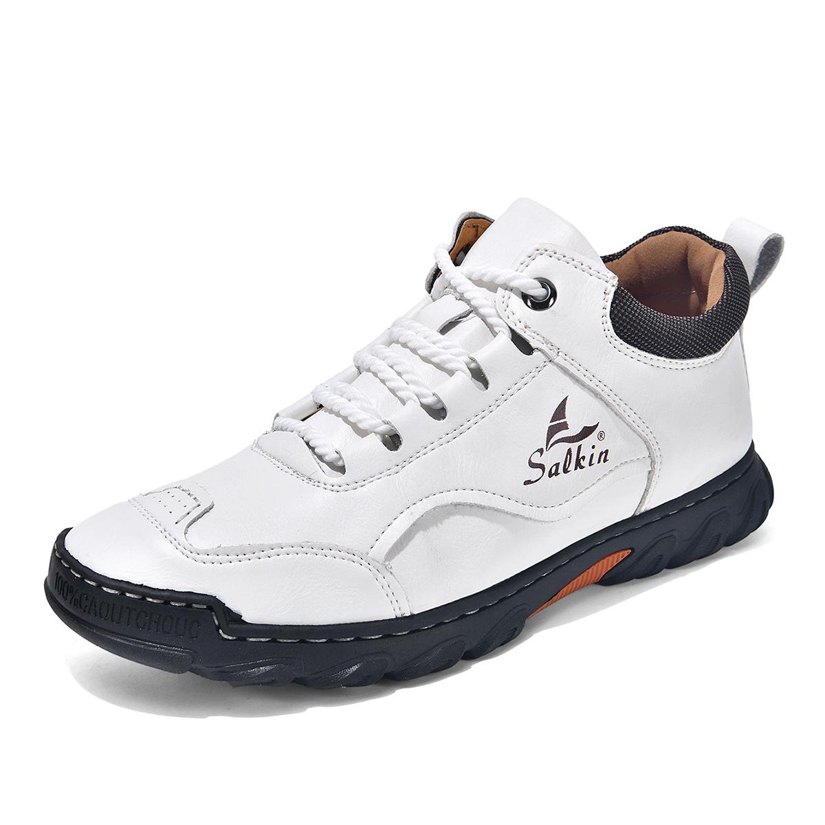 Men s Large PU Leather Lace-Up Ankle Boots - Casual, Hand-Stitched, Flat 42