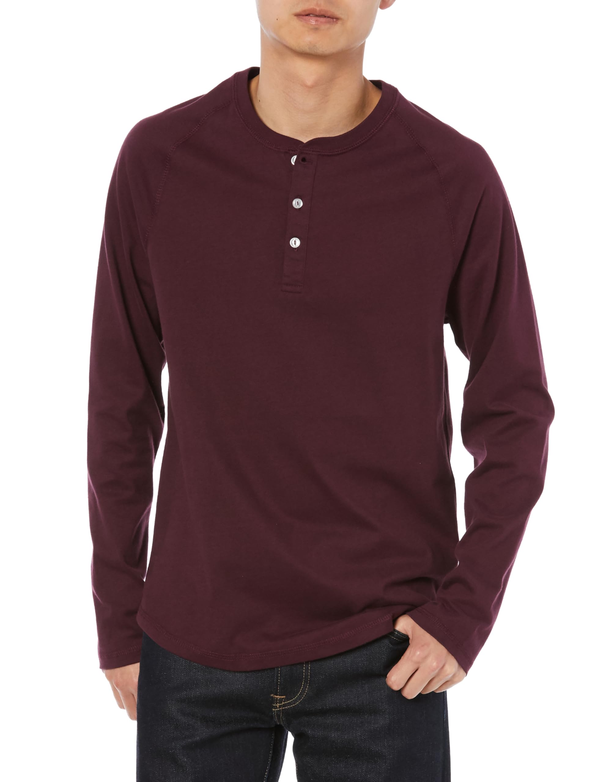 

Amazon Essentials Men s Slim Fit Long Sleeve Henley Shirt, Burgundy, Size L