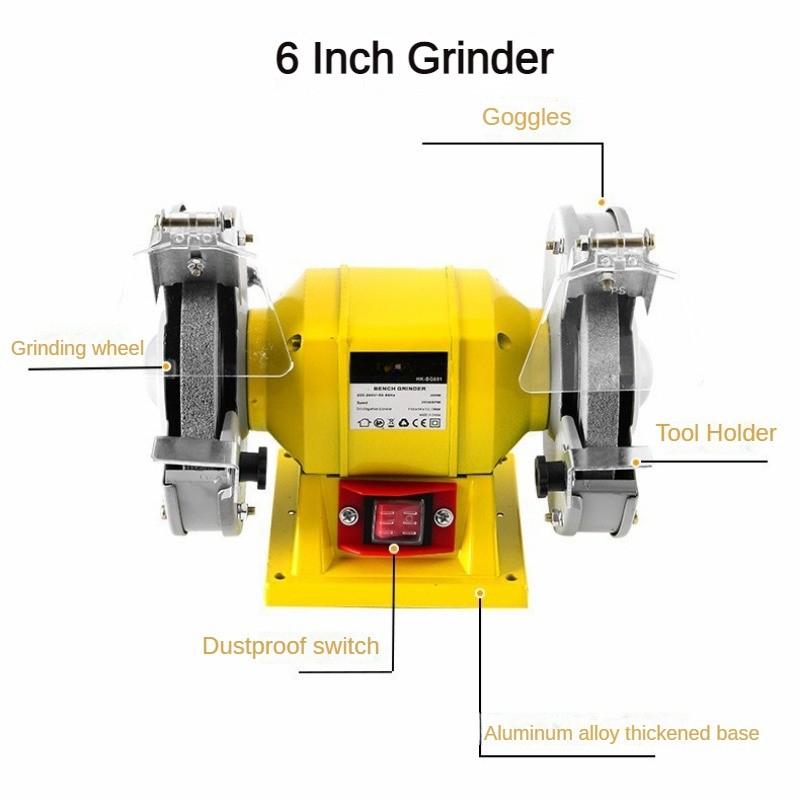 6/8 Inch Multifunctional Desktop Grinding Machine Electric Sander High Power Household Portable Sharpening Equipment
