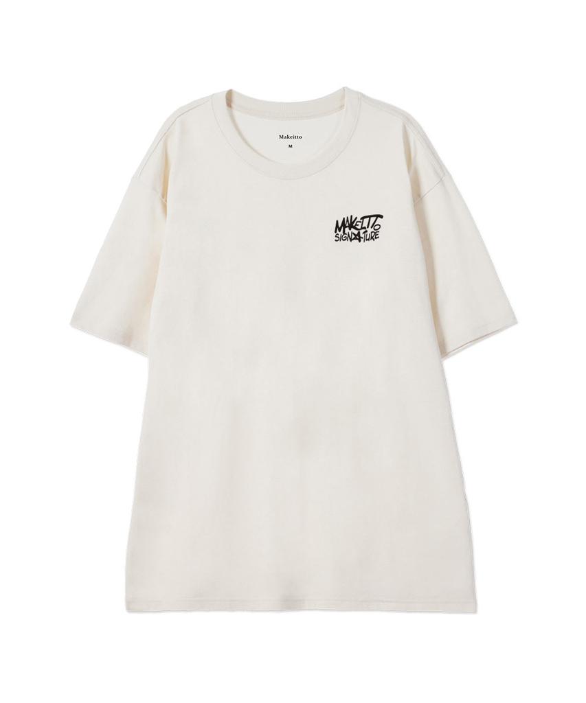 MAKEITTO [Graffiti3 Logo]Crew Neck Tee_Cream