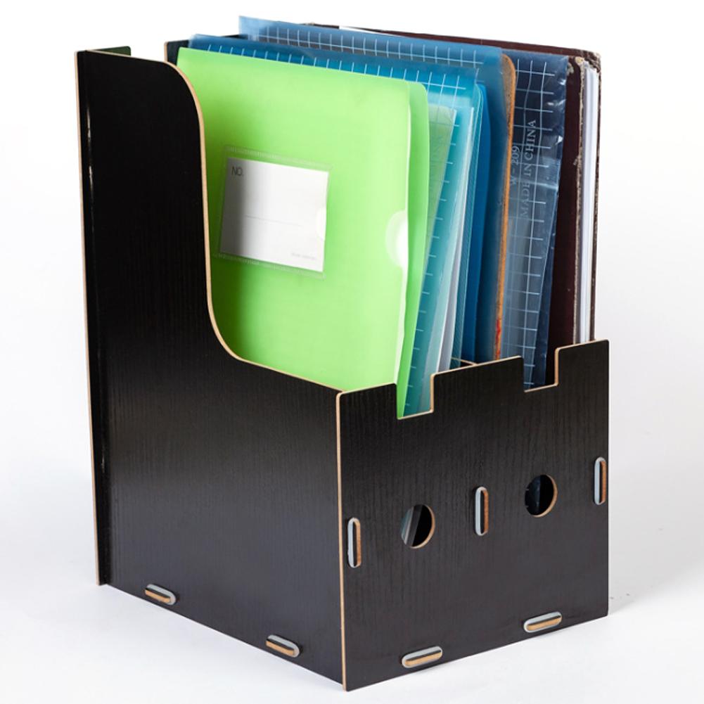 Magazine Book File Stand   File Sorter   Desk Storage Box  Black