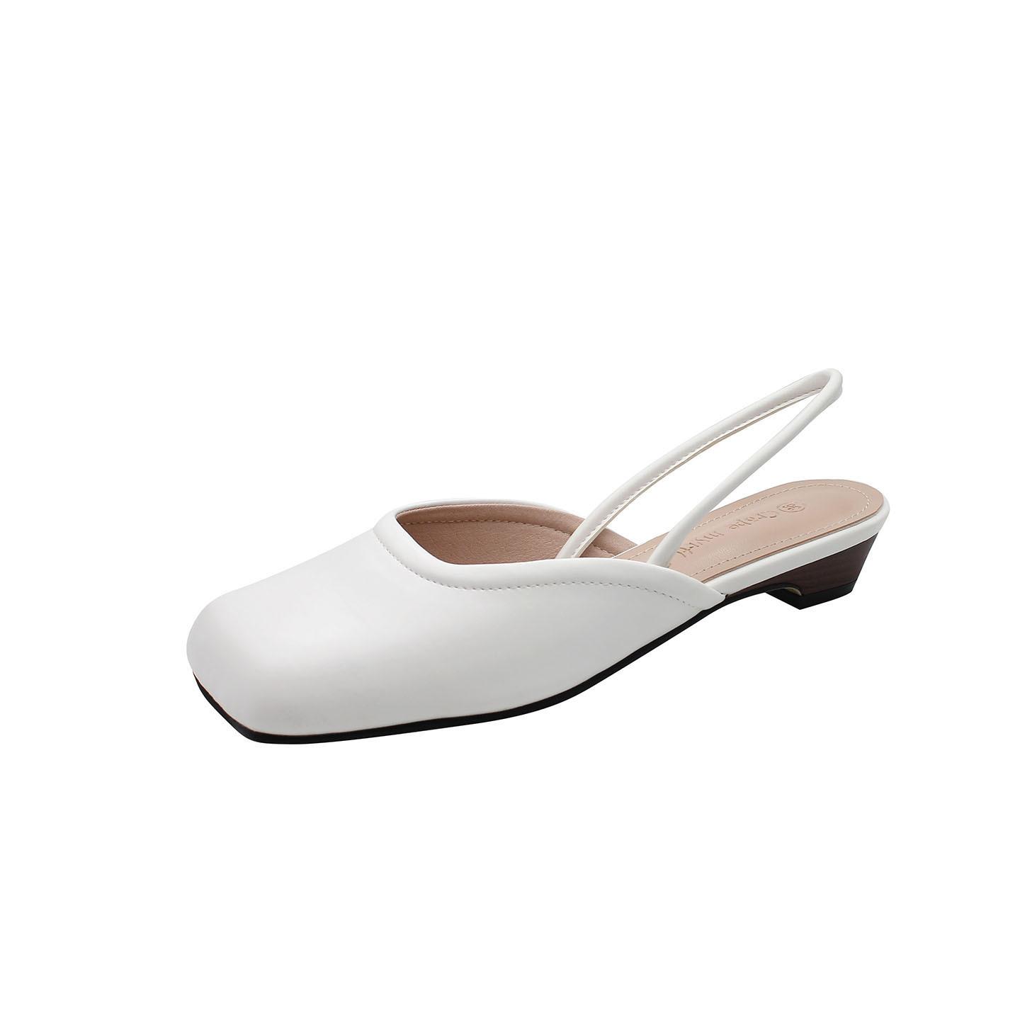 Странные женские босоножки на низком каблуке с квадратным носком и ремешком сзади летние туфли-лодочки женские желтые кожаные сандалии-гладиаторы женские босоножки 2024 5 белый 6674₽