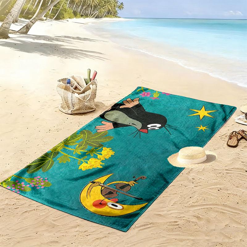 Krtek The Little Mole Print Beach Towel, Large Soft Quick Dry Towel for Beach Camping Swimming