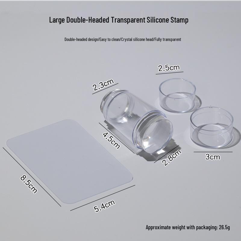 Nail Art Double-Head Silicone Stamp & Scraper Set