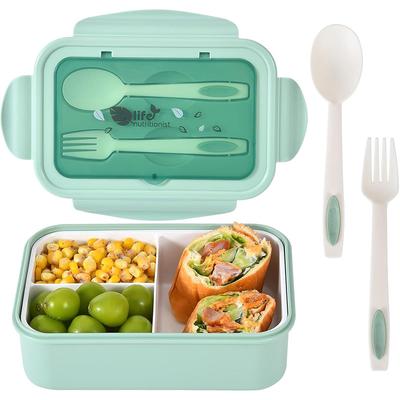 Boîte à déjeuner Bento pour enfants, boîte à bento pour adultes avec 3 compartiments, étanche, passe au micro-ondes, au lave-vaisselle et au congélateur. Repas, collation aux fruits