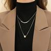 Double Layered Stacked Zircon Small Waist Necklace For Women Luxury Light Premium Sweater Chain