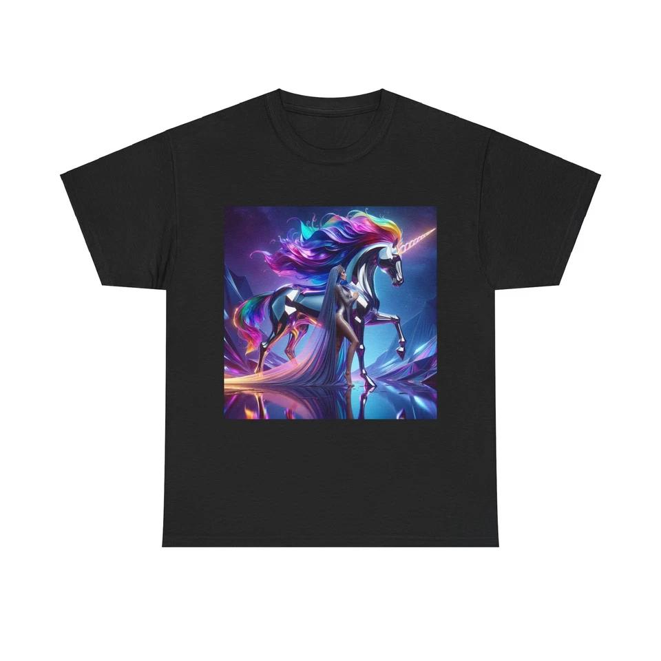 Unisex Adult T Shirt Enchanted Chrome Unicorn Rainbow Dreamscape 4XL