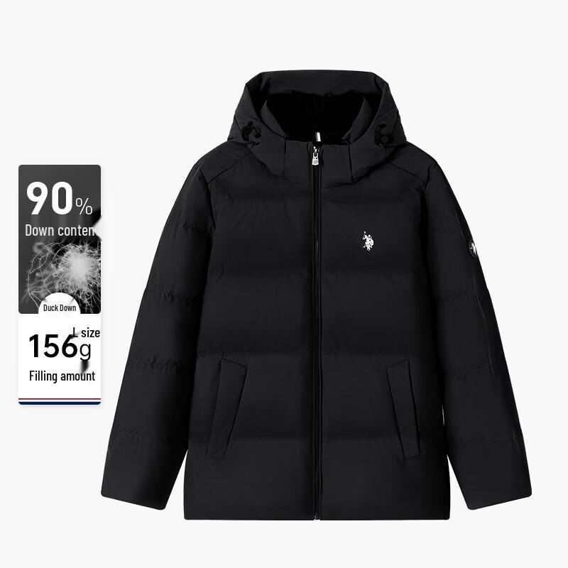 U.S. POLO ASSN. Men s Hooded Winter Down Puffer Jacket L чёрный