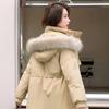 2024 Women's Korean Style Loose Fit Mid-Length Cotton-Padded Workwear Parka
