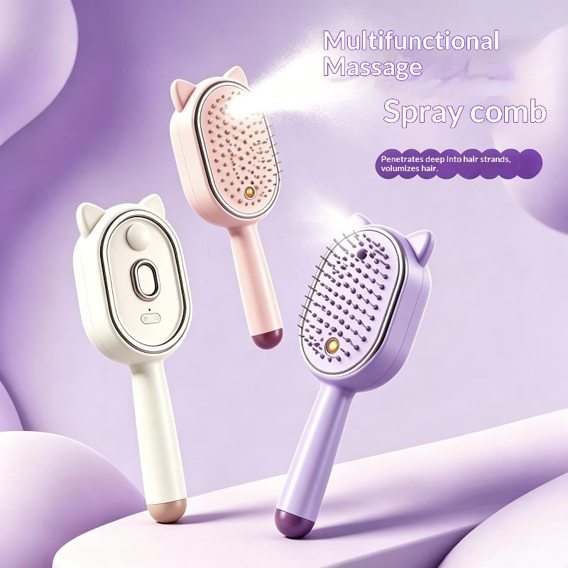 Electric Spray Air Cushions Massage Comb 3 In 1 Self Cleaning Steam Essential Oil Brush Rechargeable Spray Scalp Massager Combs