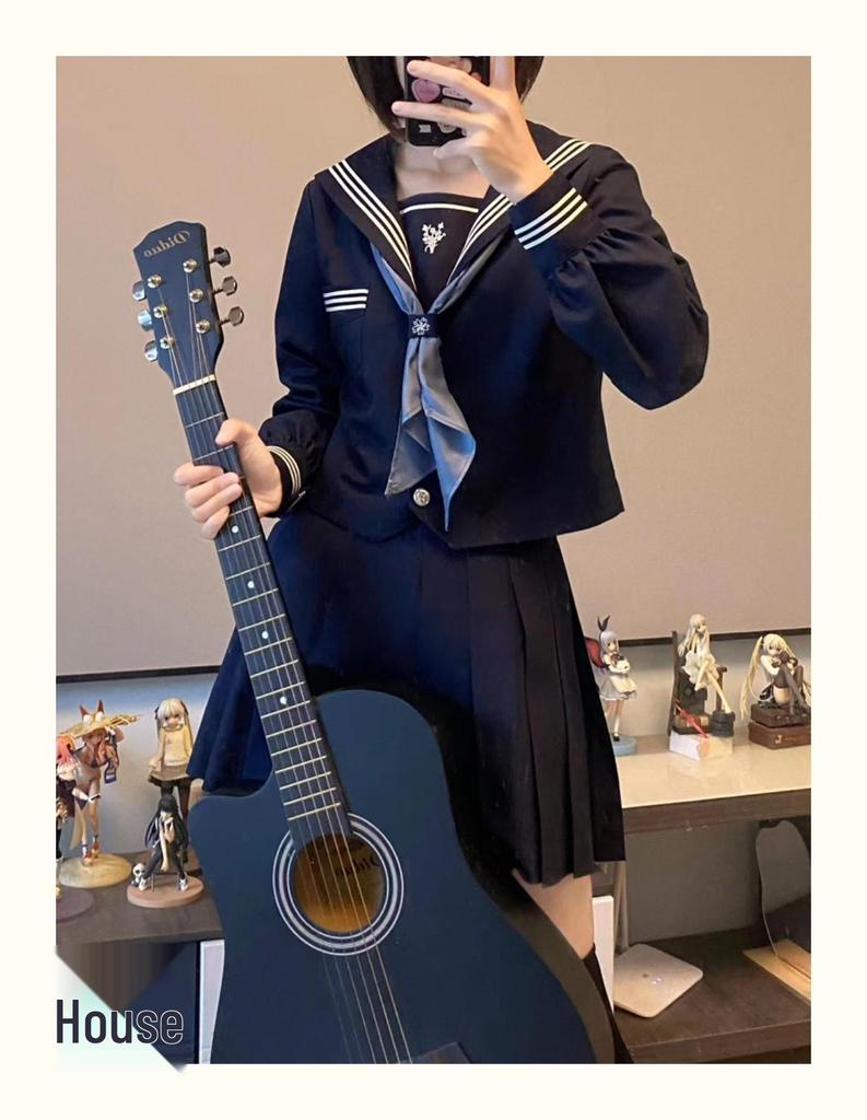 Linchuan Academy Stil JK Uniform Matrosenanzug - Authentisches Herbst/Winter Set mit Langen/Kurzen Ärmeln für Schülerinnen