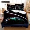 Sport Racing Car Duvet Cover Set Blue Race Car Bedding Set Full Size Boys Blue Flame Extreme Speed Sports Car Comforter Cover