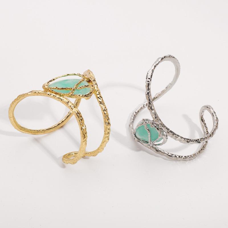 Lava Texture Open Bracelet, Retro Personalized Design Sense Alloy Resin Irregular Bracelet