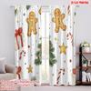 2pcs,2D Plane Printing Pattern Curtains Christmas Tree Gifts Gingerbread Candy (2) Versatile Polyester (without Rod) Decorations